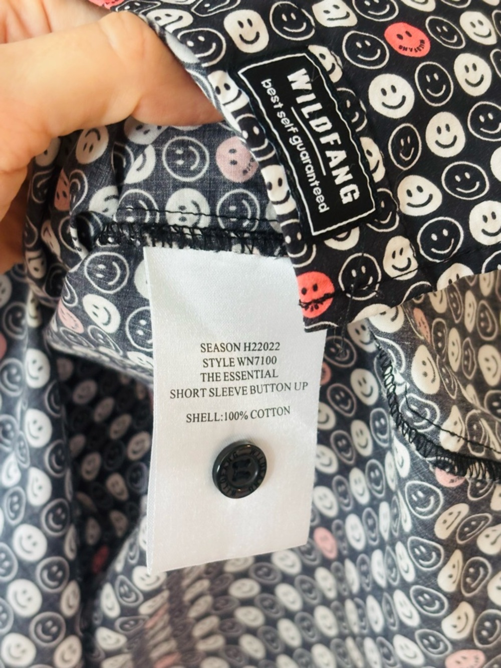 Smiley Polka Dot Short Sleeve Button Down - Picture 5 of 6